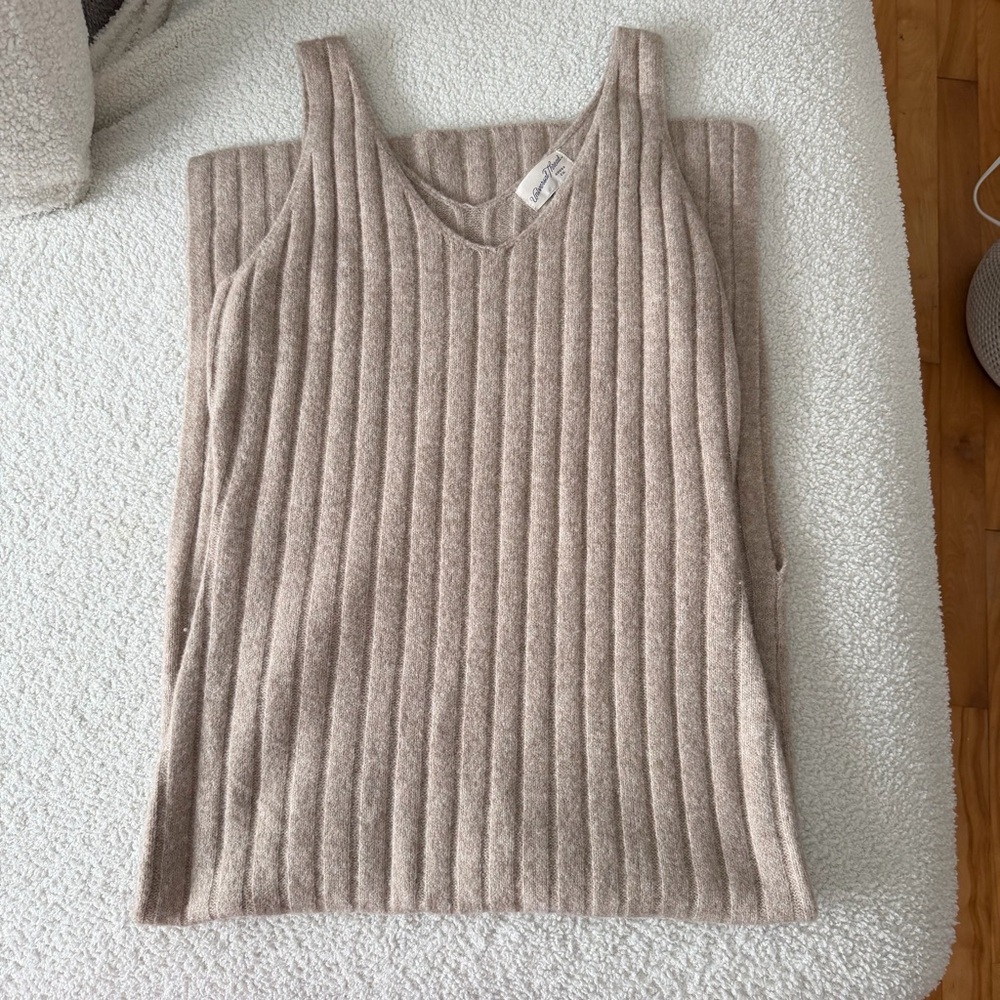 NWOT Universal Thread Taupe Ribbed Sweater Midi Slit Dress - Picture 2 of 7
